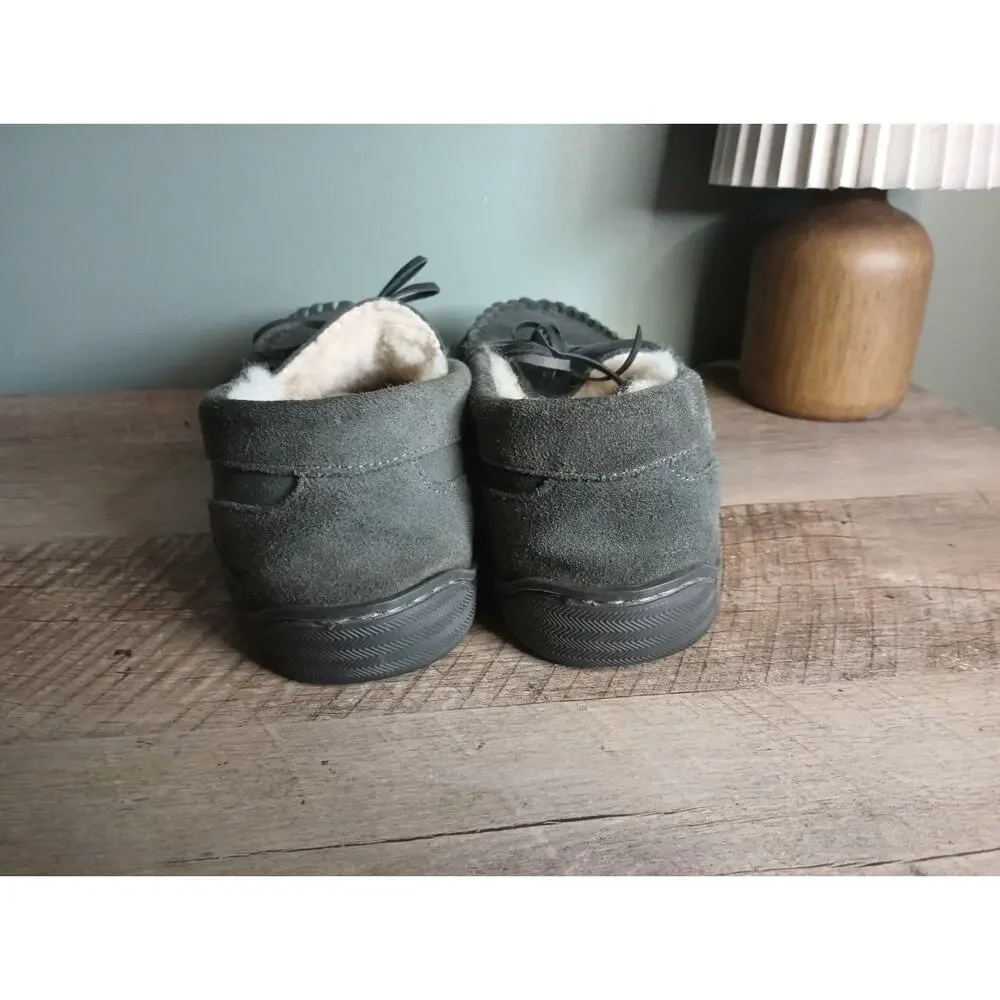 My Slippers Faux Fur Lined Leather Moccasins Mens 10 Cozy Cabin Dad Lounge